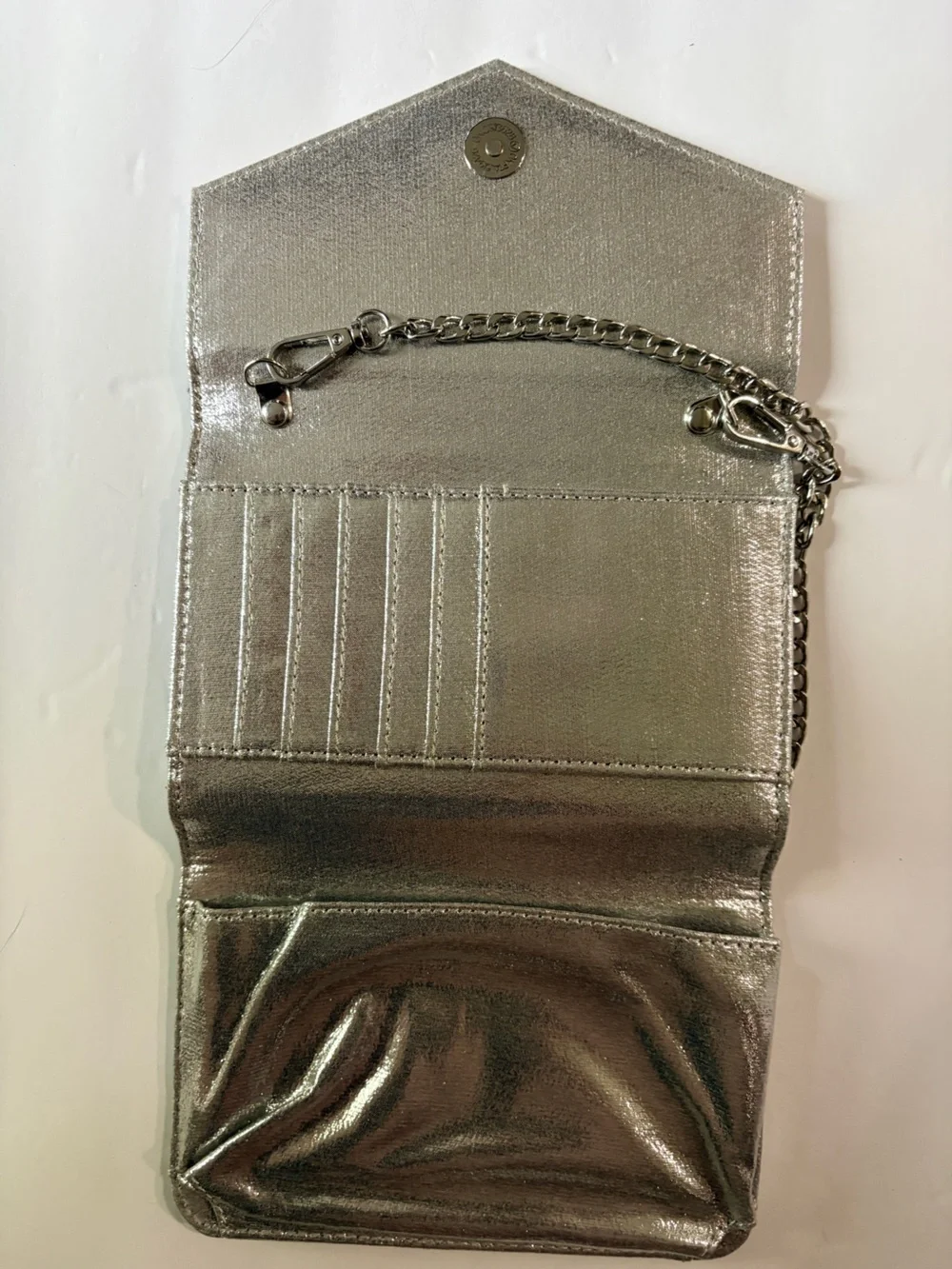 Silver Crystal-Embellished Evening Clutch